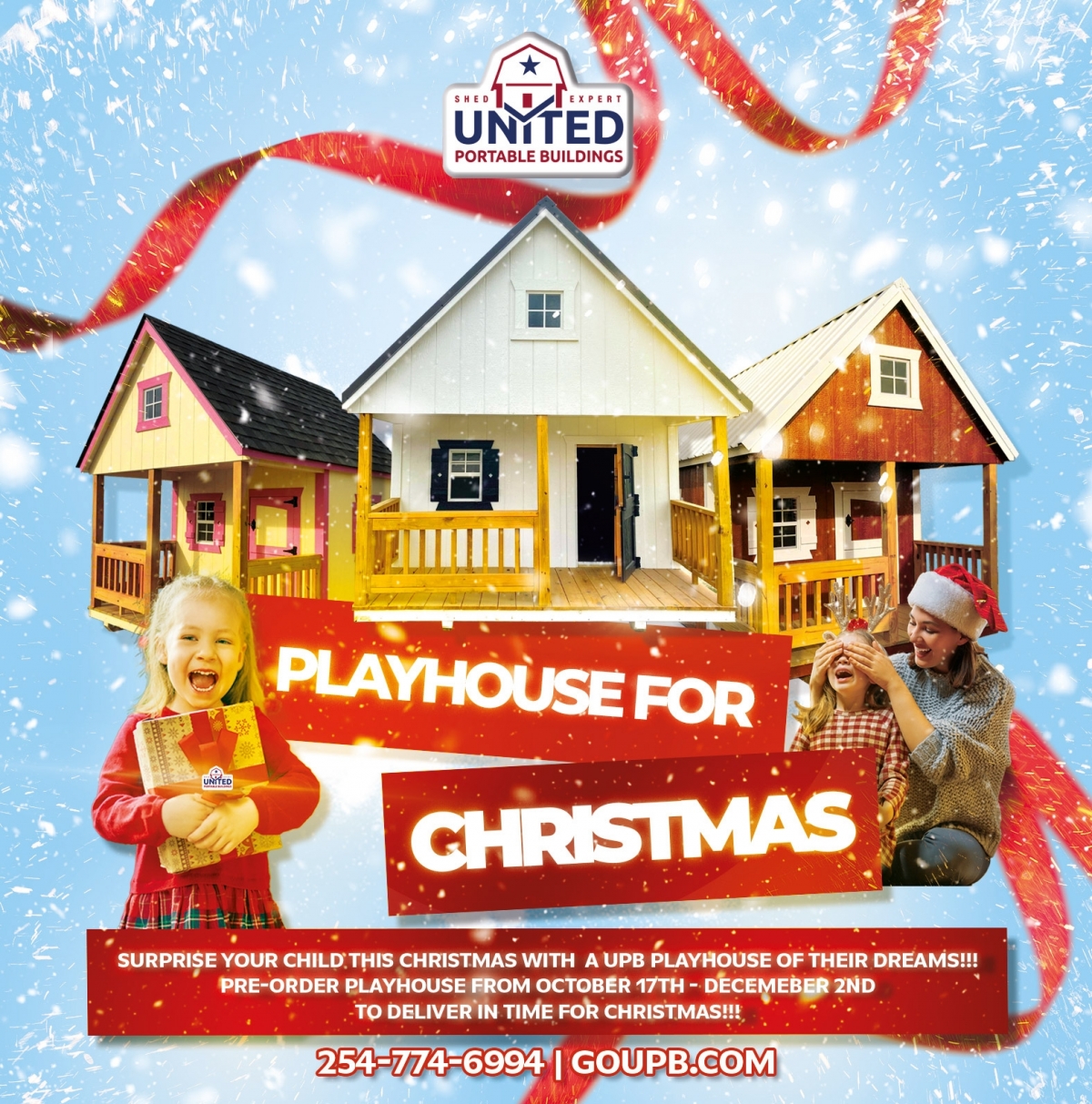 Order Your Child a Playhouse for Christmas! United Portable Buildings