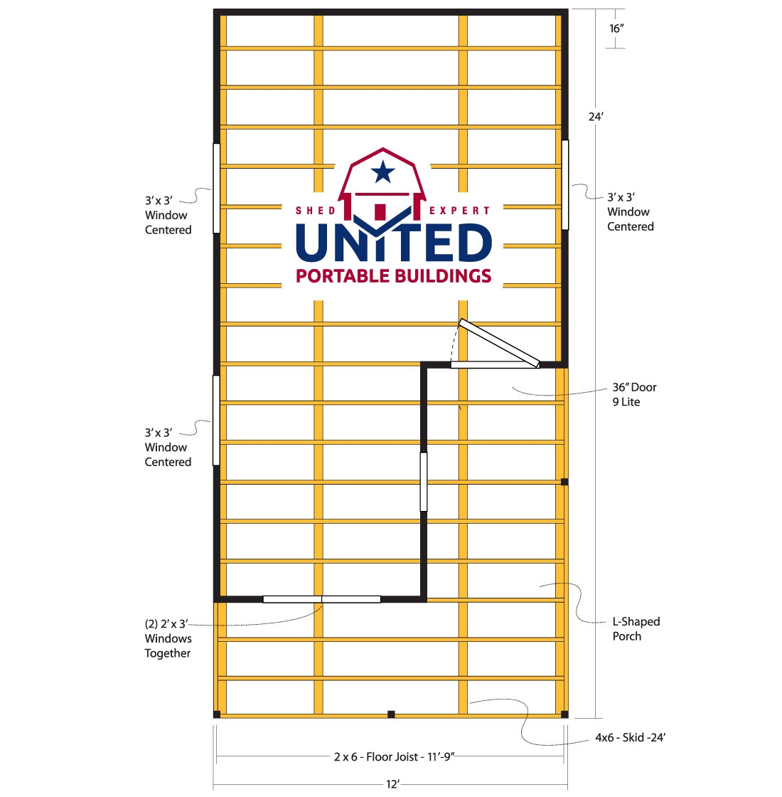 Deluxe Lofted Cabin United Portable