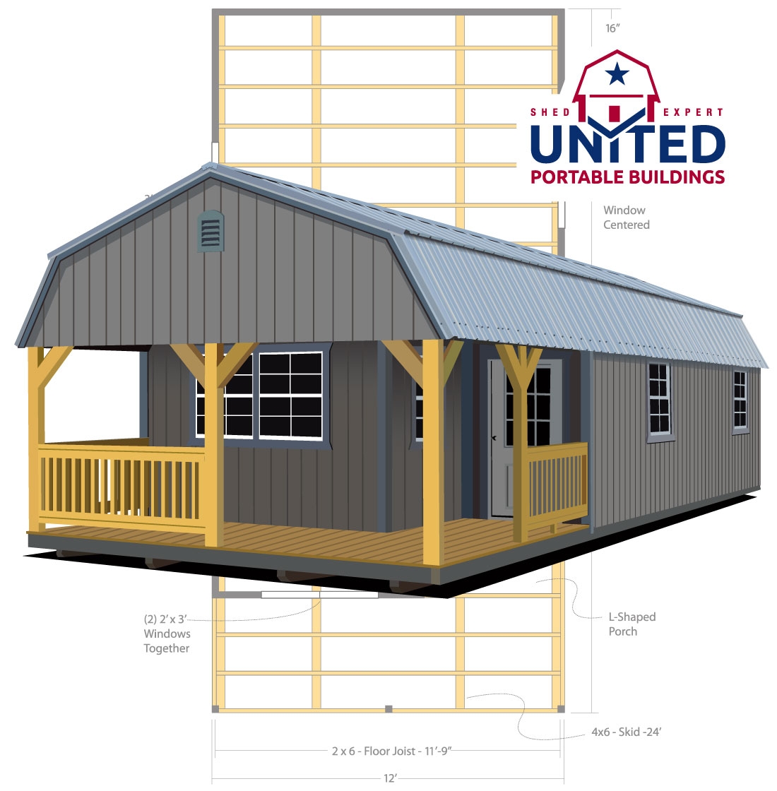Deluxe Lofted Cabin United Portable Buildings